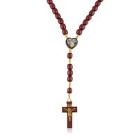 Różaniec drewniane bordowe paciorki