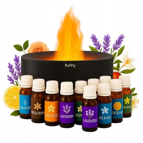 Dyfuzor Zapachowy LED Kominek 250ml + 12 Olejków | Nawilżacz Powietrza na Arena.pl