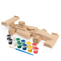 Drewniana zabawka John Paddle - Wyścigówka F-1 - 27cm z zestawem farbek