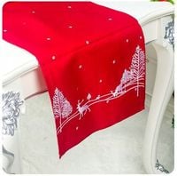 Bieżnik świąteczny ozdobny prostokątny 40 x 180 cm RENIFER + MIKOŁAJ