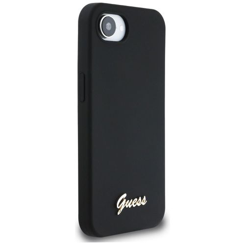 Etui Guess Silicone Script Metal Logo MagSafe do iPhone 16e czarny na Arena.pl