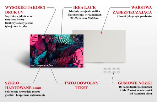 BLAT SZKLANY IKEA LACK Papierowe kwiaty z Twoim napisem 55x55cm 093b na Arena.pl