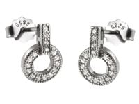 Eleganckie rodowane srebrne kolczyki kółko circle białe cyrkonie srebro 925 K2304