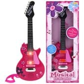 gitara elektryczna dla dzieci rockowa metalowe struny różowa