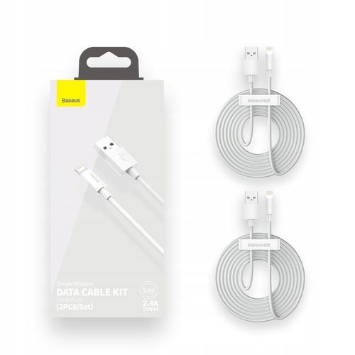BASEUS MOCNY KABEL USB - LIGHTNING DO IPHONE IPAD PRZEWÓD 2.4A 1.5M 2SZT na Arena.pl
