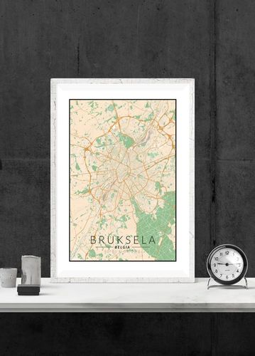 Bruksela mapa kolorowa - plakat 60x80 cm na Arena.pl