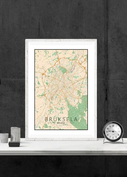 Bruksela mapa kolorowa - plakat 60x80 cm zdjęcie 2