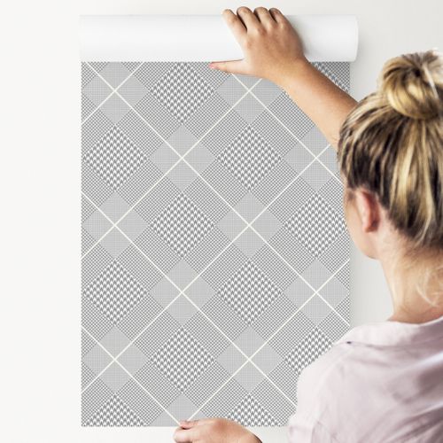 Tapeta Stylowa Szara Krata na Arena.pl