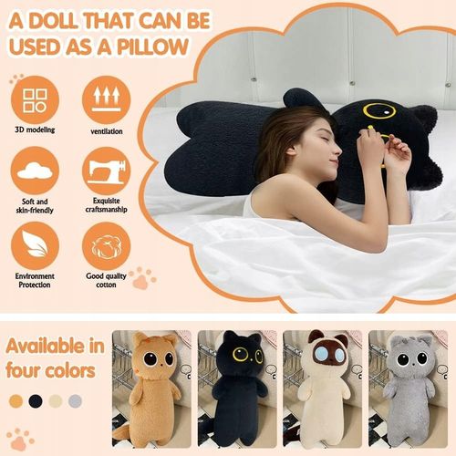 MASKOTKA PLUSZAK PODUSZKA KOT CZARNY DŁUGI 70 cm na Arena.pl