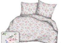 Pościel z kory 200x220 wzór polne róże na szarym tle