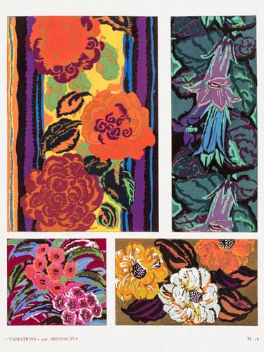 Plakat 60x80cm Kwiaty Art Deco v.16, Bénédictus Vintage do Salonu na Arena.pl