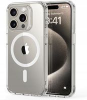 Etui Do iPhone 15 PRO MAX +Szkło 9H WZMACNIANE 360° do MAGSAFE CLEAR CASE