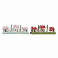 ozdoby świąteczne DKD Home Decor Drewno Dom (2 pcs) (30 x 6 x 12 cm)