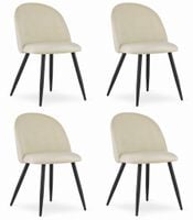 Komplet 4 krzeseł BELLO tapicerowanych aksamitem beż czarne nogi