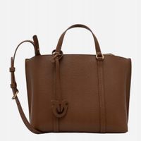 Pinko torebka shopper skóra naturalna brązowy