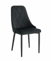 Krzesło tapicerowane czarne EVA welurowe glamour do salonu i jadalni