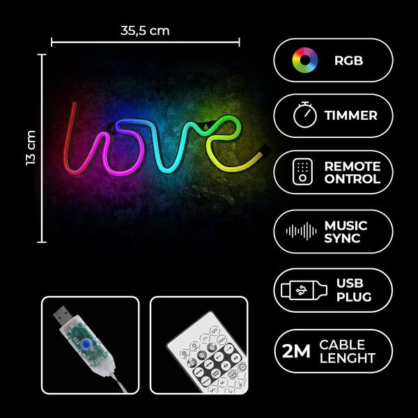 Neon LED RGB LOVE FLRN01 + pilot Forever Light zdjęcie 5