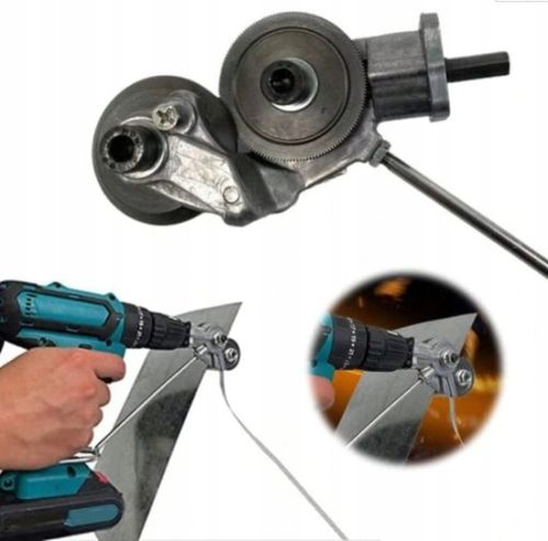 ADAPTER DO CIĘCIA BLACHY NA WIERTARKĘ WKRĘTARKĘ UNIWERSALNE NOŻYCE DO BLACH na Arena.pl