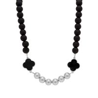 naszyjnik onyks z koniczynką (c21/kor/36ag)