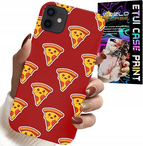 ETUI DO IPHONE 12 - WZÓR Z WESOŁĄ PIZZĄ NA CZERWONYM TLE na Arena.pl