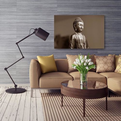 Obraz na płótnie - Canvas, Budda na brązowym tle 120x80 na Arena.pl