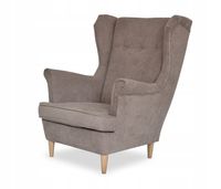 Fotel uszak ARI skandynawski Family Meble - Wygodny jasnobrązowy welur