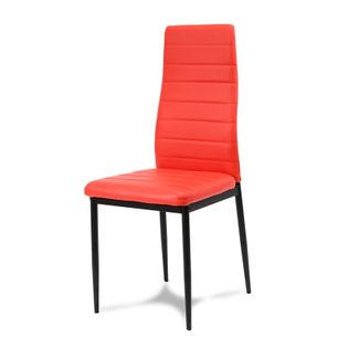 Krzesło nowoczesne ze skóry ekologicznej na metalowych czarnych nogach do salonu kuchni czerwone 704B GT
