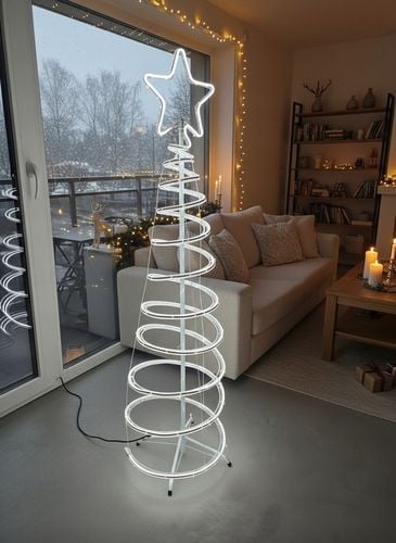 Choinka LED Neonowa Zimna Biel 120 cm Świąteczna Ozdoba Świecąca Zewnętrzna na Arena.pl