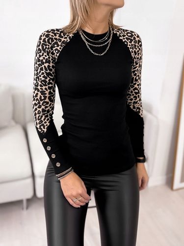 BLUZKA DAMSKA - prążkowana, z panterką i guzikami na Arena.pl
