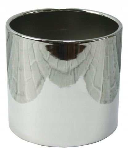 Doniczka Osłonka Ceramiczna Walec Srebrny Do Kwiatów i Kompozycji 15 cm na Arena.pl