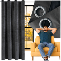 Zasłona welurowa 140x250cm grafitowa przelotkach kółka gotowa zaciemniająca