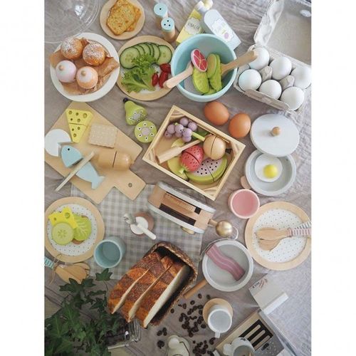 ZABAWKOWY DREWNIANY ZESTAW ŚNIADANIOWY Z TOSTEREM na Arena.pl