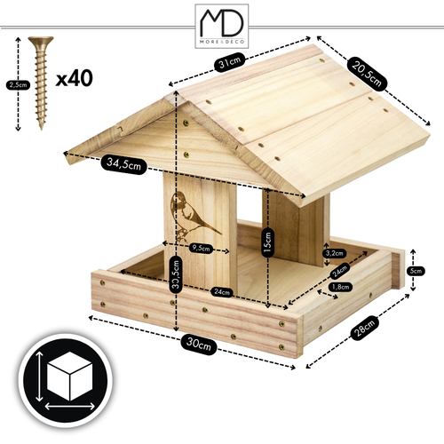 Karmnik dla ptaków domek budka DIY eko drewno ogrodowy solidny na zimę XXL na Arena.pl