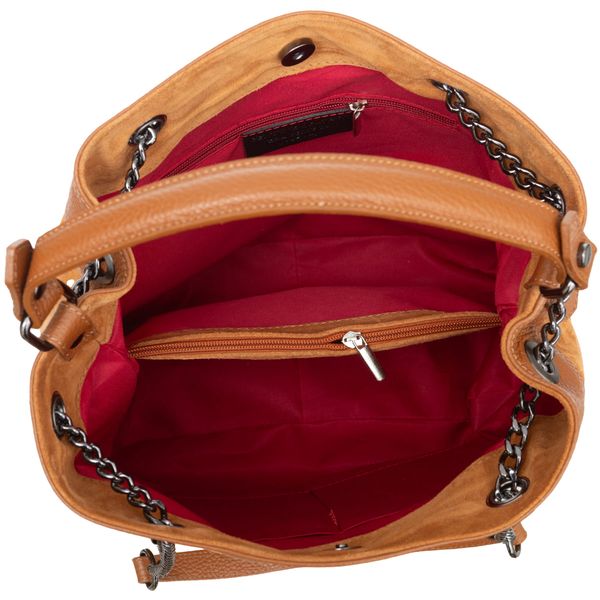 VEZZE torebka zamszowa damska worek z łańcuszkiem V500 camel zdjęcie 8