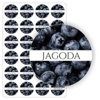 NAKLEJKI jagodowy samoprzylepne kolorowe JAGODY słoiki przetwory sok 5cm