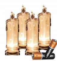 4 X ŚWIECZKA LED 6CM X15CM ELEKTRYCZNA WKŁAD DO ZNICZY ŚWIECA NA BATERIE AA