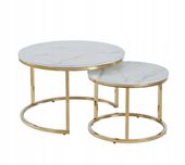 okrągły stolik kawowy bialy marmur 70 x 70 x 45,5 glamour połysk do salonu