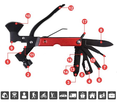 Multitool Narzędzie Wielofunkcyjne Survival 17w1 na Arena.pl