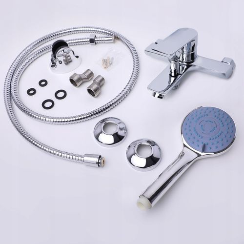 Bateria wannowa ścienna z prysznicem chrom zestaw do wanny łazienkowy na Arena.pl