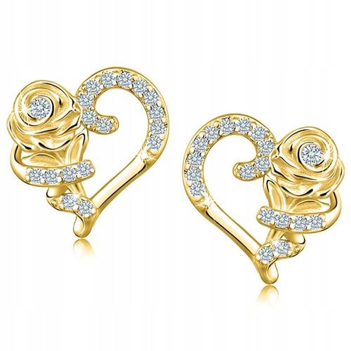 Srebrne kolczyki serca róże wkrętki sztyfty srebro 925 pozłacane oryginalne na Arena.pl