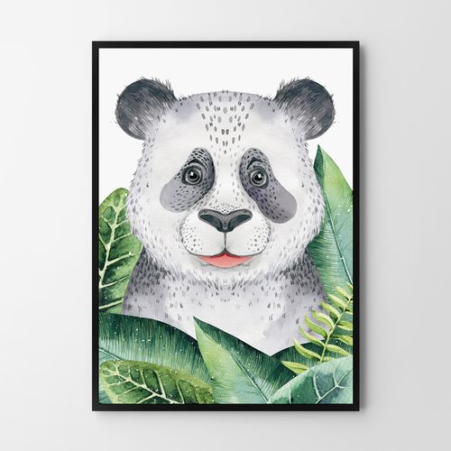 Plakat miś panda, panda zielone liście 61x91 cm na Arena.pl