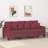 Sofa 3-osobowa, winna czerwień, 180 cm,tapicerowana tkaniną