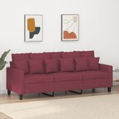 Sofa 3-osobowa, winna czerwień, 180 cm,tapicerowana tkaniną