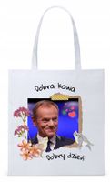 Donald Tusk Platforma Torba Eco Biała Shopper Z Nadrukiem Ze Zdjęciem