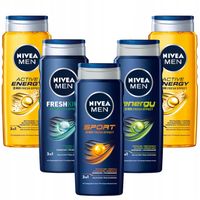 NIVEA MEN 3w1 Żel pod prysznic męski zestaw - Płyn do mycia 500ml x5