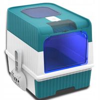 DUŻA ZAMKNIĘTA KUWETA DLA KOTA Z SZUFLADĄ, BAKTERIOBÓJCZĄ LAMPĄ I ŁOPATKĄ