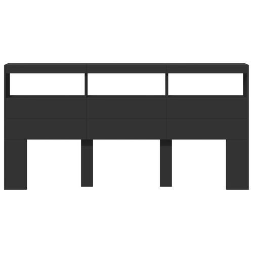 Zagłówek z półkami i oświetleniem LED, czarny, 200x17x102 cm na Arena.pl