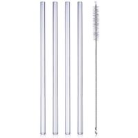 4x Szklane Słomki do Napojów Rurki Proste Wielorazowe z Czyścikiem Szczotką