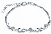 BRANSOLETKA DAMSKA SREBRNA NIESKOŃCZONOŚĆ, BRANSOLETKA SREBRO PRÓBA 925