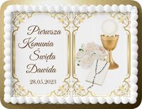 OPŁATEK NA TORT KOMUNIJNY PROSTOKĄTNY KOMUNIA